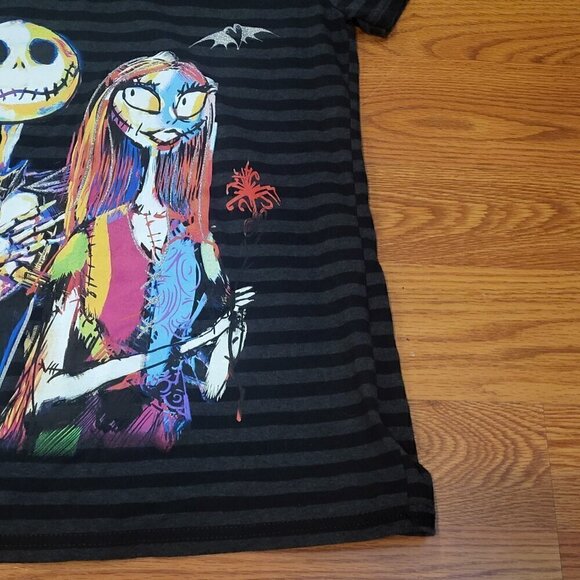 Disney Store Nightmare Before Christmas Jack & Sally Striped T-Shirt L Women's - Picture 6 of 12